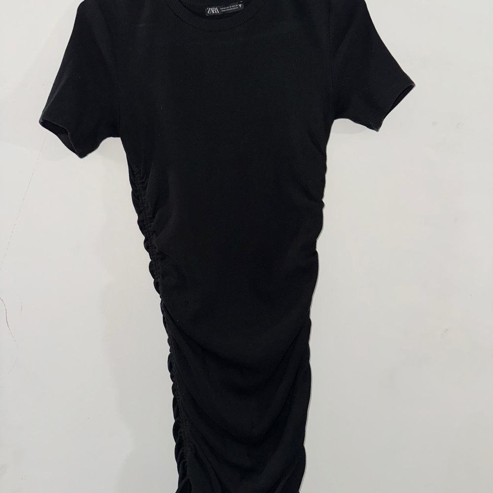 Zara Elegant Black Gathered Dress